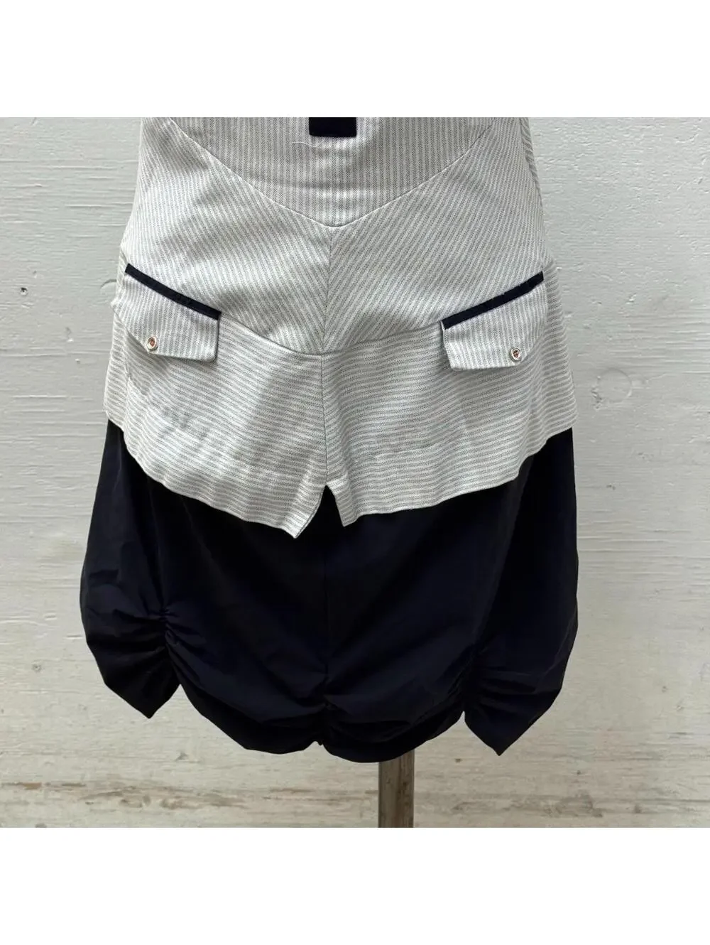 Vintage La Mode Est À Vous Avant-Garde Pinstripe Bubble Mini Dress - Picture 4 of 8